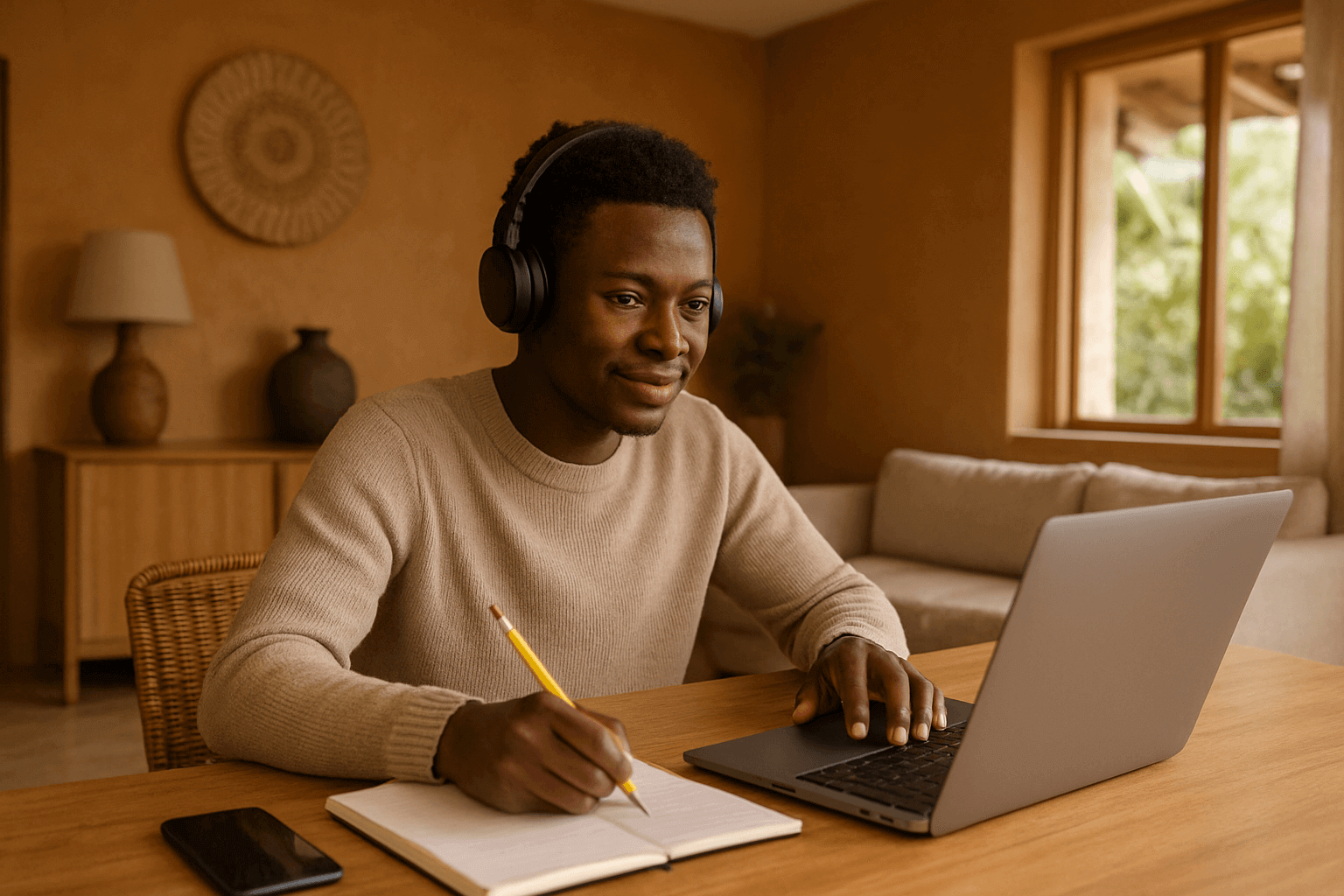 Illustration d'un professionnel travaillant à distance pour une entreprise étrangère.