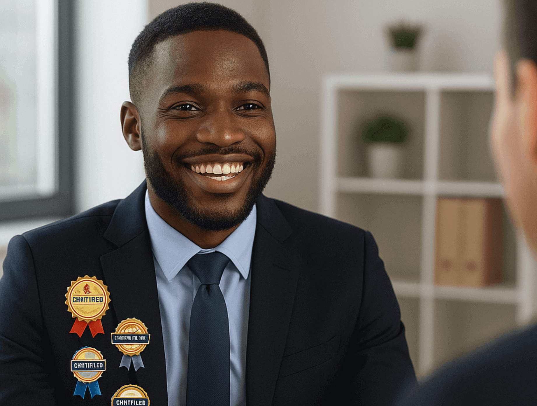 Illustration d’un jeune adulte étudiant en ligne sur un ordinateur portable, entouré d’icônes représentant des compétences numériques et professionnelles.